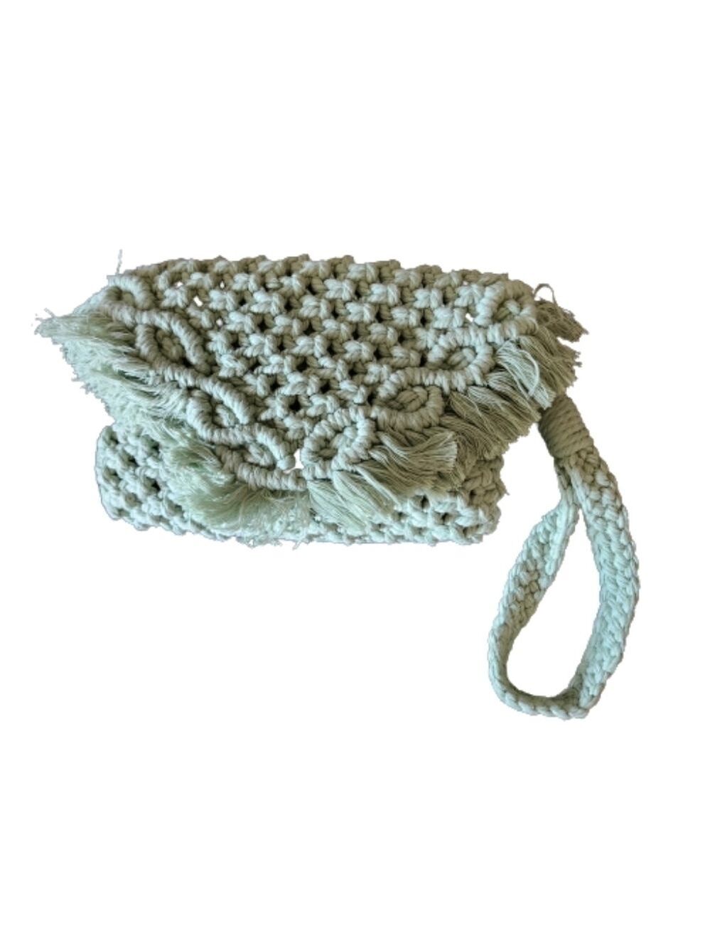Hand-made macrame clutch & crossbody handbags color green